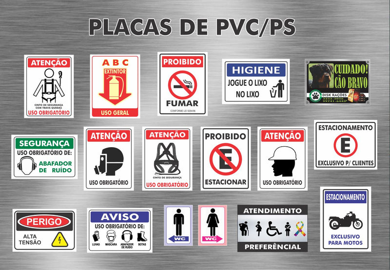 PLACA DE PVC 2MM - PERSONALIZADA Sinalização de Empresas, Lojas e Escritórios, Publicitárias e Decorativas.
